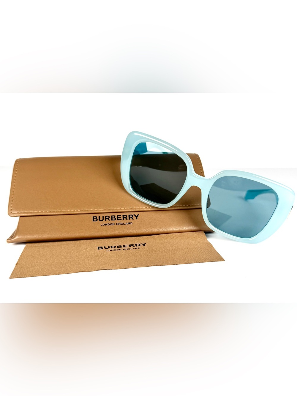 Burberry Helena BE4371 408680 Clear Baby Blue Square Sunglasses Full Set - Picture 7 of 10